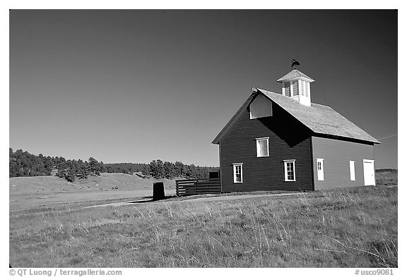 Red house, Sangre de Cristo range. Colorado, USA (black and white)