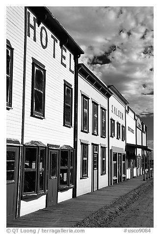 Row of old west storefronts. Colorado, USA (black and white)