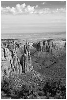 Mesas, Monument Canyon view. Colorado, USA ( black and white)