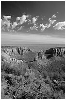 Mesas, Monument Canyon view. Colorado National Monument, Colorado, USA (black and white)