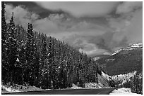 Highway near the Continental Divide at Monarch Pass. Colorado, USA (black and white)