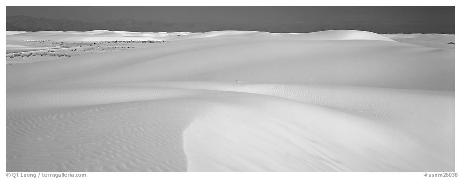 White sand dunes landscape. White Sands National Park (black and white)