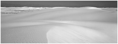 White sand dunes landscape. White Sands National Monument, New Mexico, USA (Panoramic black and white)