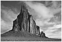 Shiprock diatreme. Shiprock, New Mexico, USA (black and white)