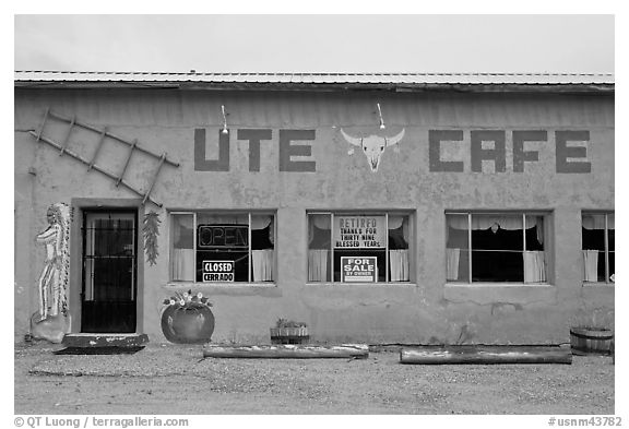 Ute Cafe. New Mexico, USA (black and white)