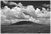 Volcanic hill and clouds. New Mexico, USA (black and white)