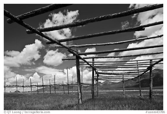 Wooden drying racks. Taos, New Mexico, USA