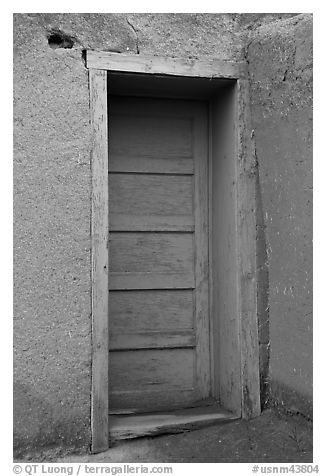 Blue door. Taos, New Mexico, USA (black and white)