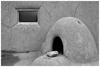 Domed oven and window. Taos, New Mexico, USA (black and white)