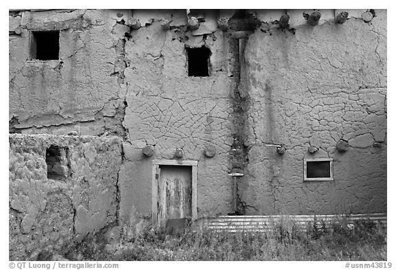 Old adobe walls. Taos, New Mexico, USA (black and white)