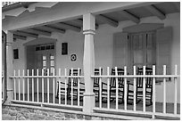 Porch of historic house. Taos, New Mexico, USA (black and white)