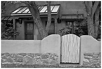 Residential front yard. Taos, New Mexico, USA (black and white)