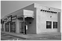 Post office in adobe style, Rancho de Taos. Taos, New Mexico, USA ( black and white)