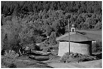 Village church. New Mexico, USA (black and white)