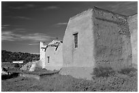 Rear of San Lorenzo Church, Picuris Pueblo. New Mexico, USA (black and white)