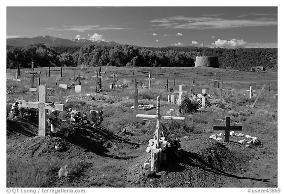 Cemetery and kiva, Picuris Pueblo. New Mexico, USA