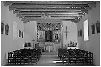 Interior of San Lorenzo Church, Picuris Pueblo. New Mexico, USA ( black and white)