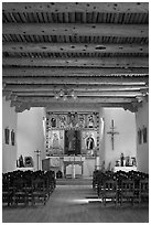 Inside of Picuris Church, Picuris Pueblo. New Mexico, USA ( black and white)