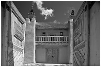 Church San Jose de Gracia seen through front doors. New Mexico, USA (black and white)