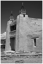 San Jose de Gracia adobe church. New Mexico, USA (black and white)