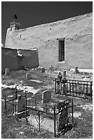 Cemetery, San Jose de Gracia church. New Mexico, USA (black and white)