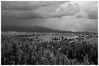 Truchas and Sangre de Christo Mountains with approaching storm. New Mexico, USA (black and white)