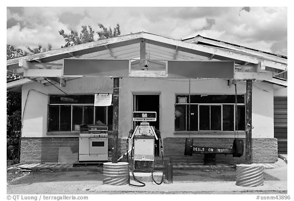 Gas station, Truchas. New Mexico, USA (black and white)