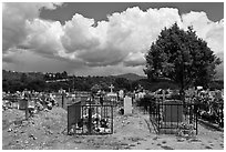Fenced tombs, Truchas. New Mexico, USA ( black and white)