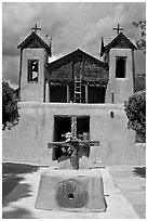 Chapel, Chimayo sanctuary. New Mexico, USA (black and white)