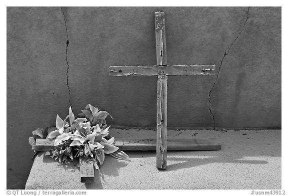 Crosses, Sanctuario de Chimayo. New Mexico, USA (black and white)