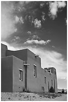 Modern church in adobe style. New Mexico, USA (black and white)