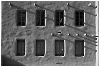 Detail of architecture in pueblo style, American Indian art museum. Santa Fe, New Mexico, USA (black and white)