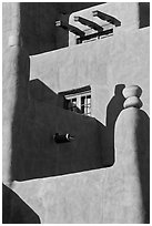 Detail of pueblo style of architecture, Loreto Inn. Santa Fe, New Mexico, USA (black and white)