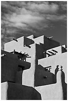 Loreto Inn in pueblo architectural style. Santa Fe, New Mexico, USA ( black and white)