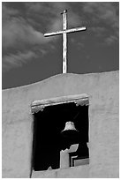 Bell tower, Chapel de San Miguel. Santa Fe, New Mexico, USA ( black and white)