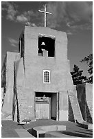 Chapel  San Miguel, oldest church in the US. Santa Fe, New Mexico, USA (black and white)