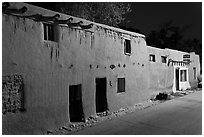 Oldest house in the US at night. Santa Fe, New Mexico, USA ( black and white)