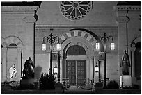 St Francis Cathedral by night. Santa Fe, New Mexico, USA (black and white)