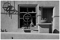 Canyon road art gallery detail. Santa Fe, New Mexico, USA ( black and white)