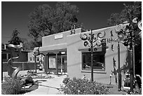 Art gallery and modern sculptures. Santa Fe, New Mexico, USA ( black and white)