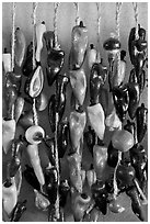 Ceramic fruits and vegetable for sale. Santa Fe, New Mexico, USA ( black and white)