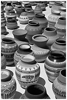 Pottery for sale. Santa Fe, New Mexico, USA ( black and white)