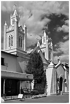 Historic San Felipe de Neri Church on plaza. Albuquerque, New Mexico, USA ( black and white)
