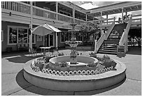 Fountain in shopping area, old town. Albuquerque, New Mexico, USA ( black and white)