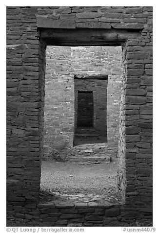 Chacoan doors. Chaco Culture National Historic Park, New Mexico, USA (black and white)