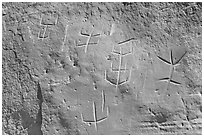Petroglyphs. Chaco Culture National Historic Park, New Mexico, USA (black and white)