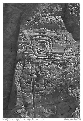 Rock art. Chaco Culture National Historic Park, New Mexico, USA (black and white)