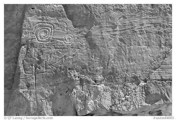 Pictographs. Chaco Culture National Historic Park, New Mexico, USA (black and white)