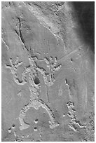 Rock graphics of a man. Chaco Culture National Historic Park, New Mexico, USA ( black and white)