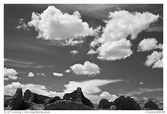 Pueblo Del Arroyo and clouds. Chaco Culture National Historic Park, New Mexico, USA